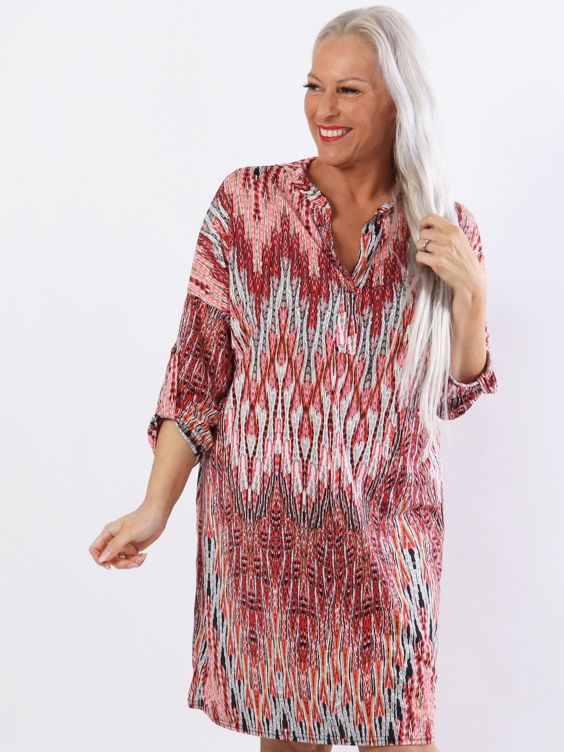 Paprika - Plus size tunika kjole i cool print